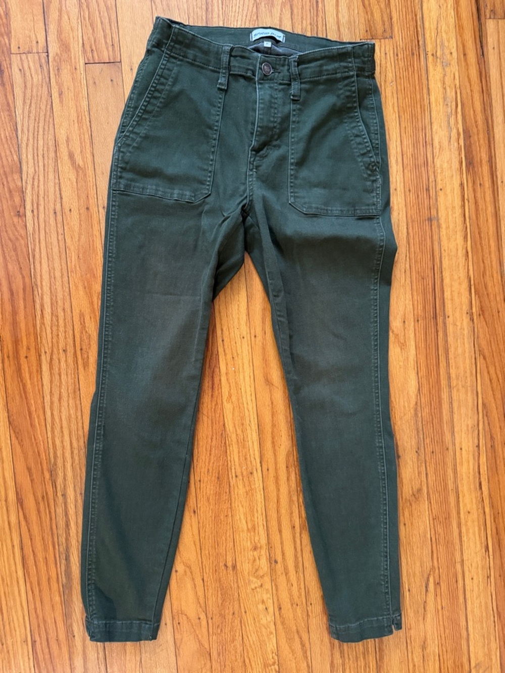 High-Rise Utility Jeans in Olive Green